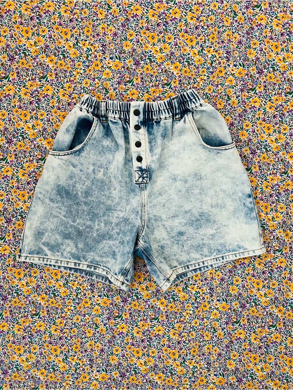 COLLUSION Light Blue Acid Wash Denim Shorts